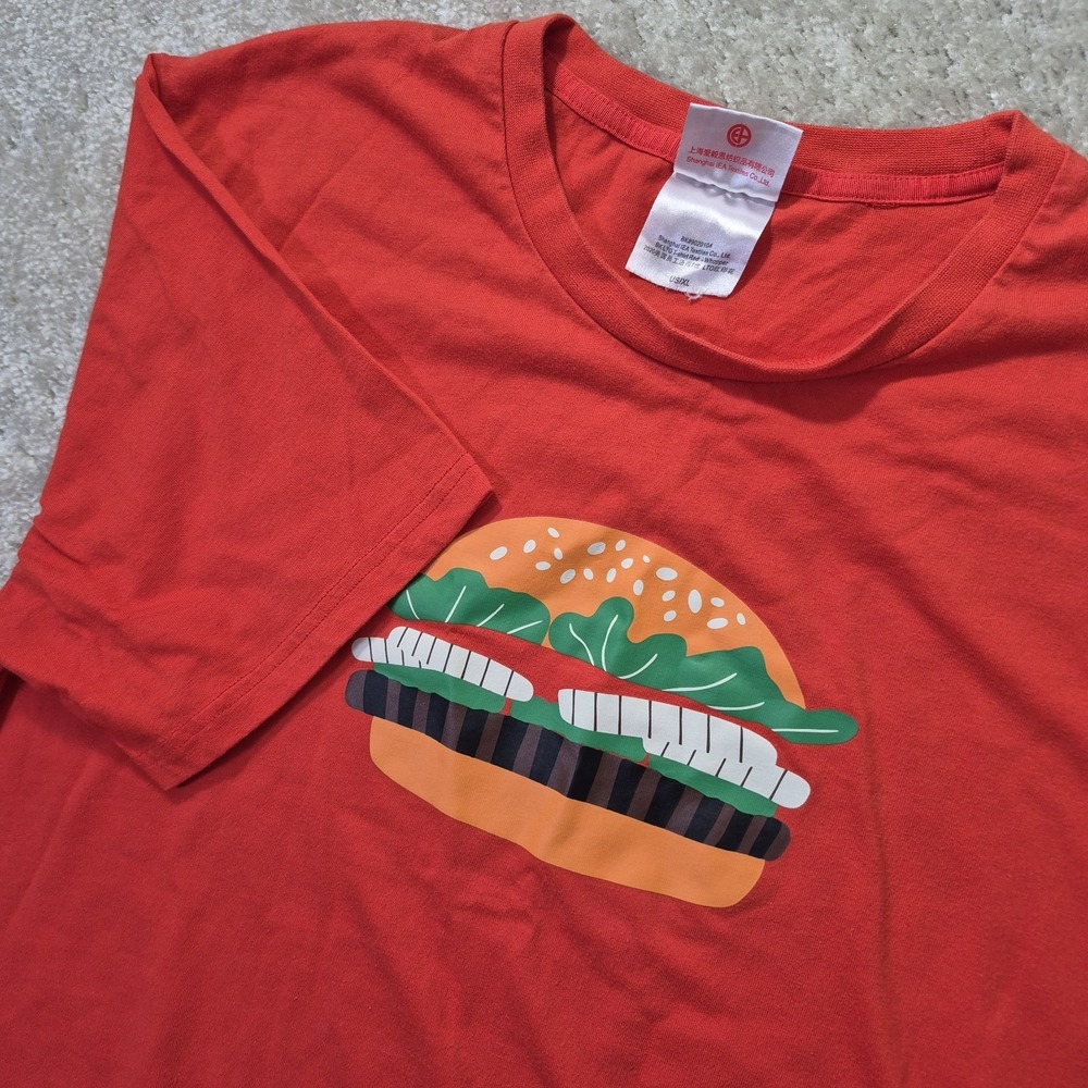 Burger King T Shirt Adult XL Work Uniform Employee Orange Crewneck Whopper Work